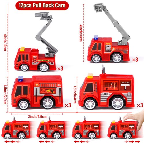 Lorfancy 48 Pcs Firefighter Party Favors Fire Truck Toy Kids Boys Helmets Hats Stickers Bag Accessories Toddler Fireman Birthday Party Supplies Gifts