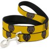Dog Leash Brown Bear Repeat Yellow 4 Feet Long 0.5 Inch Wide