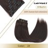 BUGUQI Clip In Hair Extensions Real Human Hair For Women 16 Inches 7 pcs 120g Darkest Brown Color Real Hair Extensions Straight Clip In Human Hair INS (16 Inch, Darkest Brown Color)