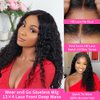 13x4 Glueless Wigs Human Hair Pre Plucked Pre Cut Deep Wave Lace Front Wig Human Hair with Baby Hair 180% Density Human Hair Lace Front Wigs for Women 22 Inch Natural Black