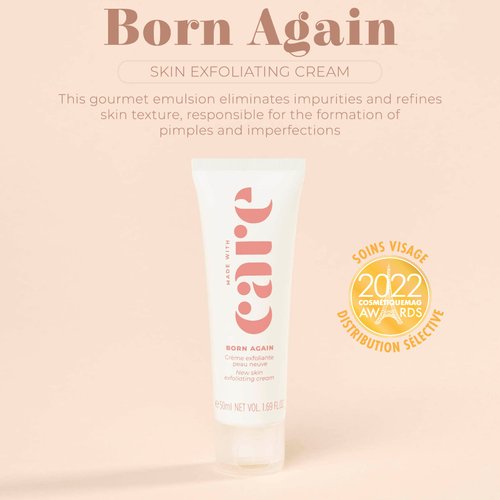 MADE with CARE - BORN AGAIN, New Skin Exfoliating Cream, Exfoliates and Refines, Facial Cleanser for Oily Skin, (50ml)