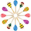 Hedume 12 Pack Wooden Festival Maracas, 8" Carnival Party Decoration Maracas, Shaker Sand Hammer Toy Noisemaker for Party Favors, Musical Fun, Birthday Parties, Carnivals