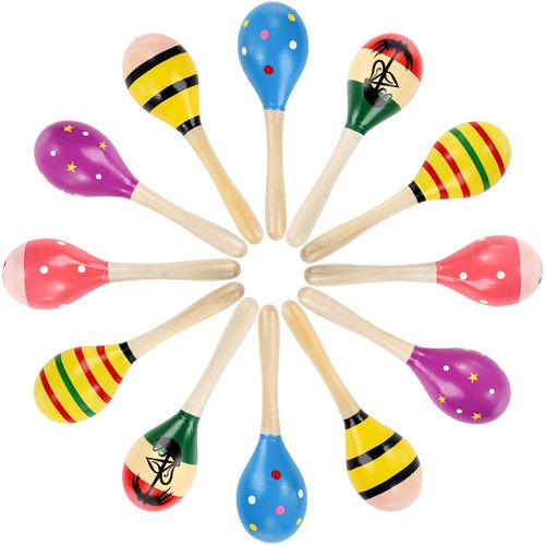 Hedume 12 Pack Wooden Festival Maracas, 8&quot; Carnival Party Decoration Maracas, Shaker Sand Hammer ...