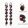 auwiyd 2 PCS Synthetic Braided Ponytails Hair Extensions Pink and Black Braid Wig with Elastic Hair Band Hairpieces for Women Girls DIY Natural Black Soft Synthetic Double Ponytail