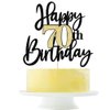 Black Gold Glitter Happy 70th Birthday Cake Topper,Happy 70 Birthday Cake Decoration for 70 & Fabulous Birthday,Hello 70 Party Anniversary Party Cake Decorations Supplies