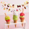 GXSOVSO Ice Cream Bar Banner, Summer Ice Cream Party Decor, NO-DIY Ice Cream Garland, Ice Cream Party Decorations, Ice Cream Decor for Kids