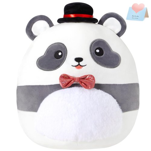 WEWILL Cute Gentelman Panda Soft Plush Pillow Birthday Valentines Christmas for Toddler Kids Boys Girls, 12'' (Panda)