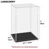 LANSCOERY Acrylic Display Case, Assemble Small Showcase Display Box for Collectibles, with Dustproof & Seamless Display Design 4.7x4.7x7inch Black Base