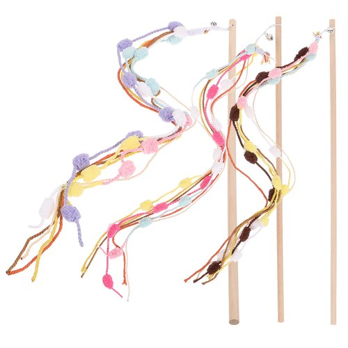 LOGOFUN Cat Teaser Toys Interactive Cats Teaser Feather Wand Rainbow Ribbon Pet Accessories for Cat Kitten Having Fun Exerciser Playing