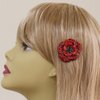 Medium Decorative Hair Comb Rhinestone Crystal Rose Bridal Hair Comb, Red