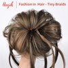 HOOJIH Messy Bun Hair Piece, Super Long Tousled Updo Hair Bun Extensions Wavy Hair Wrap Ponytail Hairpieces Hair Scrunchies with Elastic Hair Band HB007 Grace - Chocolate Brown Ash Blonde Highlights