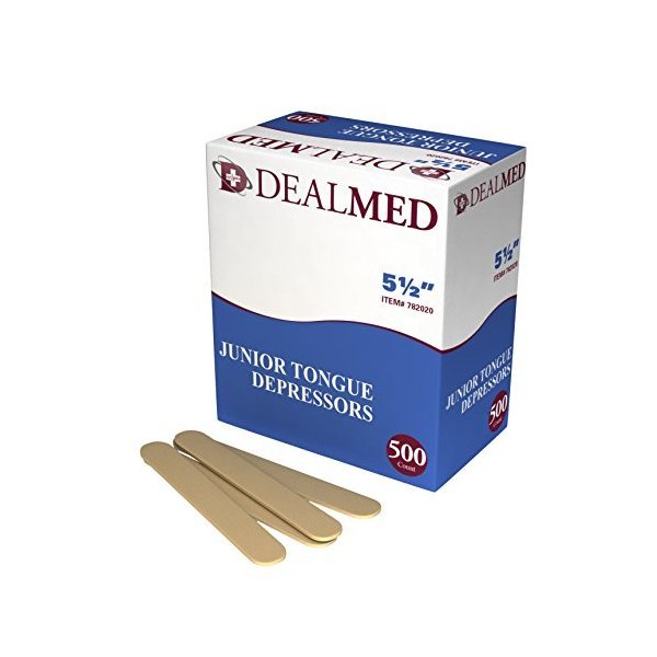 Dealmed 5.5” Junior Tongue Depressors – 500 Non-Sterile Wood Tongue Depressor Sticks, Can Be Used as Tongue Depressors for Crafts, in Medical Practice, Emergency First Aid Kits and More