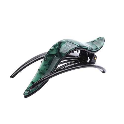 Prettyou 4.3" Celluloid French Design Tortoise Shell Barrettes Side-slide Opening Duck Luxury Fashion Accessories Hair Clip Claw for Women, pack of one(Forest)