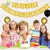 Pre-Strung Happy Birthday Banner - NO DIY - with Shiny Letters Glitter FELIZ CUMPLEAÑOS DECORATIONS Banner for Gold Birthday Party Decorations and Supplies
