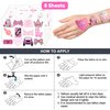 8 Sheet (96Pcs) Pink Pastel Temporary Tattoos for Girls, Birthday Party Decorations Supplies Party Favors Tattoo Sticker Style Sweet Gift for Kids Cute Prizes Themed