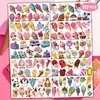 117 PCS Funny Ice Cream Popsicle Temporary Tattoos Summer Cone Party Decorations Favors Supplies Sweet Theme Birthday Cute Stickers Christmas Gifts Baby Shower Boys Girls Class School Prizes Carnival