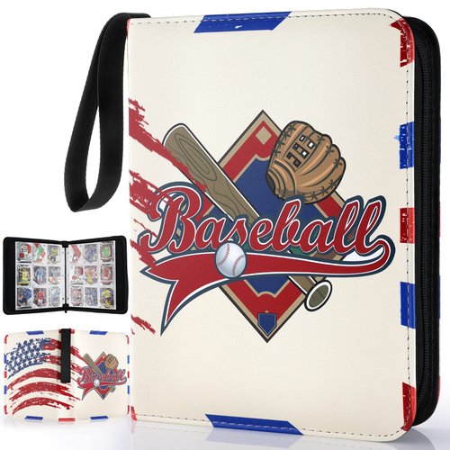 Silkchio Baseball Card Binder with 900 Pockets, Premium PU Leather, Transparent Sleeves, Suitable for Standard Size Trading Cards for Sports Fans