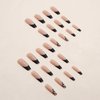 YoYoee French Long Press on Nails Cute Fake Nails Coffin False Nails Acrylic Full Cover Black Stick on Nails for Women and Girls 24PCS