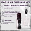HOSAILY Magic Color Changing Lip Oil, Glitter Black Color Changing Lipstick, Hydrating Lip Glow Oil Plumping Glimmer Lip Gloss Transparent Lip Care, Non-sticky Long Lasting Fresh Texture Lip Oil