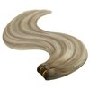 YoungSee 100G 14inch Weft Hair Extensions Balayage Sew in Hair Extensions Medium Brown Fading to Brown Mix Platinum Straight Weft Extensions Human Hair Balayage Hair Weft Extensions for Short 14Inch