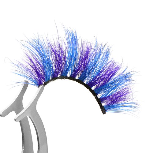 FOXSCOS 25mm Colored Eyelashes,Halloween 3D Mink Lashes with Color,Beautiful Natural Wispy Colorful False Eyelashes 1 Pair for Christmas New Year Party Ball Cosplay（Blue-purple 2 colors）