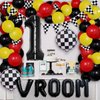 DEAPEICK 134pcs Balloons Race Car Birthday Party Supplies Decorations for Boys - Racing car Theme Party Supplies Happy Birthday Racecar Number Balloons Garland Kit Vroom Birthday Party Decorations