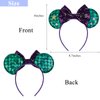 WOVOWOVO Mouse Ears Headbands for Women Girls Sparkle Purple Bow Hairbands Christmas New Year Cosplay Costume Princess Party Decorations