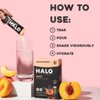 Halo Hydration Electrolyte Powder Packets – Peach - 6 Servings (5g Each) - Organic Hydration Drink with Low Sugar + Essential Vitamins + Minerals - Vegan