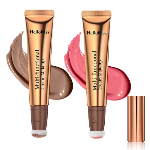 Paminify Contour Beauty Wand,Liquid Blush Beauty Wand,Face Contouring with Cushion Applicator,Nourishing Bronzer Stick Natural Matte Finish,Blendable Cream Contour Stick,Cruelty-free,Medium+Pink Blush