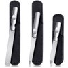 3 Pieces Stainless Steel Nail Files with Leather Case, Double Sided Metal Nail Files with Anti-slip Handle, Metal Nail File Buffer Manicure Pedicure Tools for Fingernail Toenail (Black)