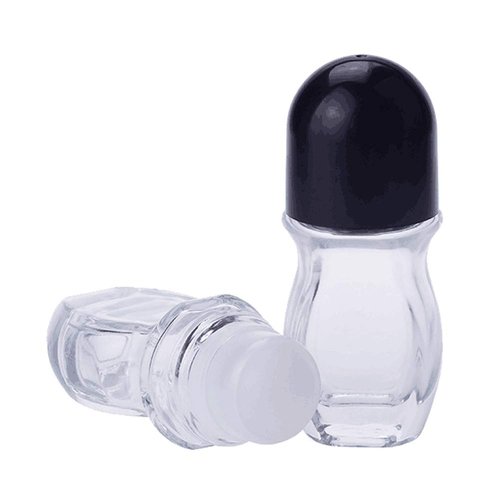 Happyupcity 2 Pcs 50ml 1.69oz Clear Roller Bottle Empty Glass Body with Plastic Roller