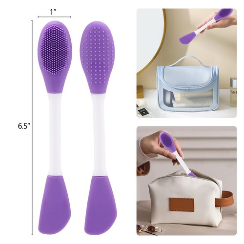 25 Pcs Silicone Face Mask Applicator, 2 in 1 Double-Sided Facial Scrubber Brush Tool, Double-Head Manual Cleansing Brush for Deep Gentle Exfoliating
