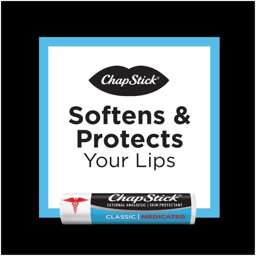 ChapStick Classic Medicated Lip Balm and Skin Protectant Tube, Relieves Chapped Lips, 0.15 Ounce Each (1 Blister Pack of 2 Sticks)
