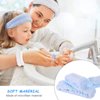 Chuangdi 9 Pcs Reusable Spa Headband Wrist Washband Face Wash Set Include 3 Microfiber Headband 6 Wrist Washband for Women Girls Avoid Liquid from Spilling Down Arms (White, Pink, Blue)