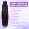 Goulus Seamless Clip in Hair Extensions Real Human Hair Clip Ins Straight 120g 8pcs Invisible PU Skin Weft Clip in Hair Extensions Brazilian Human Hair Extension for Women (16inch,Natural Black)