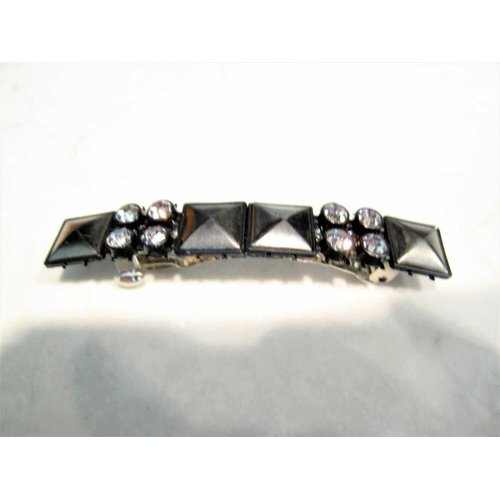Generic Small dark metal and rhinestone hair clip clamp barrette