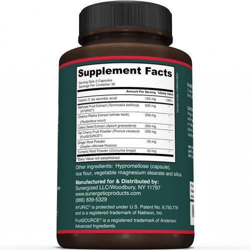 Premium Uric Acid Support Supplement – Uric Acid Cleanse & Kidney Support – Includes Tart Cherry, Chanca Piedra, Celery Extract & Turmeric - Uric Acid Support Formula – 60 Veggie Capsules