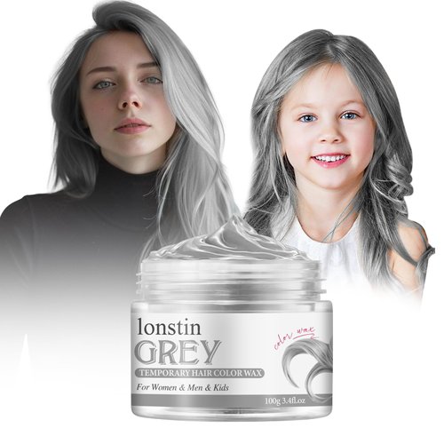 Sliver Gray Temporary Hair Wax Color, Lonstin Wash out Hair Color Hair Styling Clay Gray Hair Col...