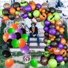 KAINSY Halloween Balloon Garland Arch Kit, 124PCS Black Purple Orange Green Balloons Confetti Giant Bat Foil Balloon with 3D Bat Stickers for Ghost Halloween Party Decorations Supplies Kids Classroom