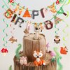 29 Pcs Woodland Party Supplies Animal Honeycomb Centerpieces Baby Shower Birthday Decorations Include Happy Birthday Banners Hanging Cards Swirl Ceiling Streamers for Forest Camping Party Supplies