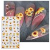 JMEOWIO 3D Embossed Flower Sunflower Nail Art Stickers Decals Self-Adhesive Pegatinas Uñas 5D Floral Daisy Nail Supplies Nail Art Design Spring Summer Decoration Accessories 4 Sheets