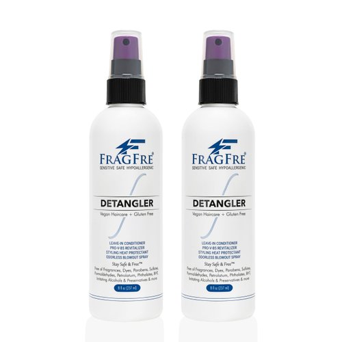 FRAGFRE Detangler 8 oz (2-Pack Gift Set) - Fragrance Free Hypoallergenic Parabens Free - Hair Detangler Leave-in Conditioner for Sensitive Skin - Styling Heat Protectant - Vegan Cruelty/Gluten Free