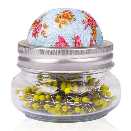 eZAKKA Pin Cushion, Sewing Pins for Sewing with Needle Pin Holder and Glass Bottle 200 Pieces Pearl Needles Quilting Pin Cushion Kit