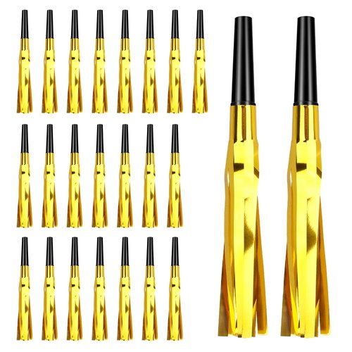 Noise Makers, Gold Noise Makers, Glitter Metallic Fringed Party Blowers Noisemakers Horns for Adults for Birthday Sporting Events Halloween Christmas New Year Party Favor Supplies (Gold)