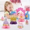 ArowlWesh 12Pcs Floral Princess Party Honeycomb Centerpieces Princess Theme Party Decorations Supplies Pink and Gold Castle Crown Carriage Baby Shower Birthday Table Toppers for Girls