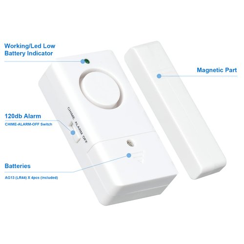 Door Alarm Sensor, Alarm for Doors When Opening, 120DB Window Door Alarm, Door Alarms for Kids Safety, 4 Pack Pool Alarms for Doors Entry Sensor Burglar Alert for Home Security Kids