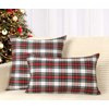4TH Emotion Set of 2 Christmas Scottish Tartan Plaid Throw Pillow Covers Cushion Case Polyester for Farmhouse Home Decor Red and White, 18 x 18 Inches