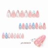 BABALAL Almond Press on Nails Medium Fake Nails 3d Sliver Chrome Design Glue ons Nails Flower Butterfly Aurora Acrylic Nails 24Pcs Coquette Stiletto Handmade Manicure False Nails