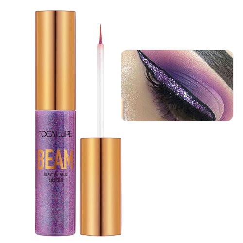 FOCALLURE Beam Eyeliner, Metallic Glitter Shimmer Eye Liner, Waterproof Liquid Eyeliner Pencil, Quick Drying, Sparkling Eye Makeup for Costume & Party, #04 AMETHYST