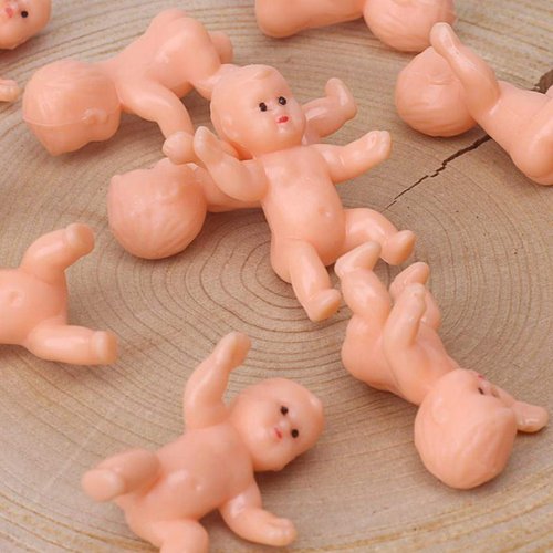 JUXINGDAZYF 24 Pieces Mini Plastic Baby Favor Supplies for Baby Shower and Ice Cube Game, 1.2 Inch Non-Edible Cake Toppers(Latin)